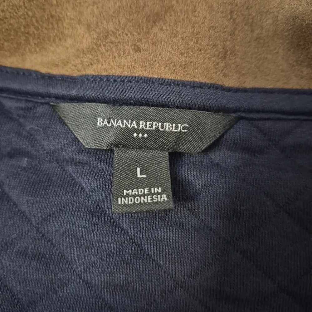 Banana Republic Pullover Mens Large Blue Quilted 1/4 Zip Sweater‎ Sweatshirt